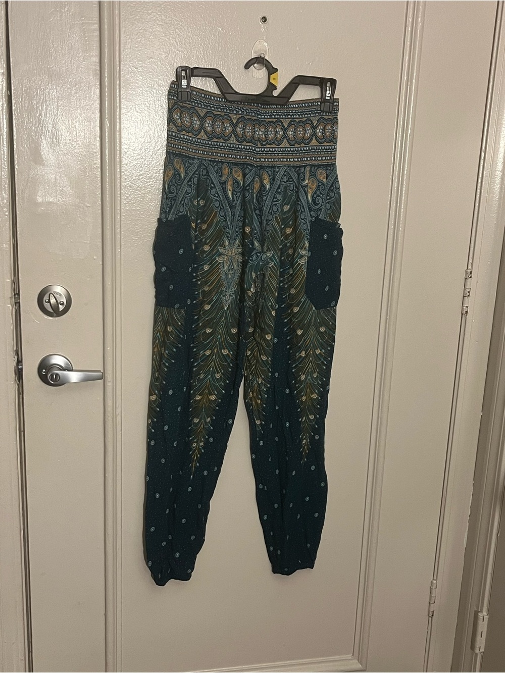 Boho Printed high waisted Harem Pants in Teal and Burnt orange
